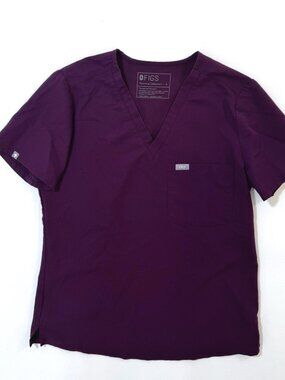 FIGS Catarina One-Pocket Scrub Top Women's S Purple Nurse Uniform V-Neck